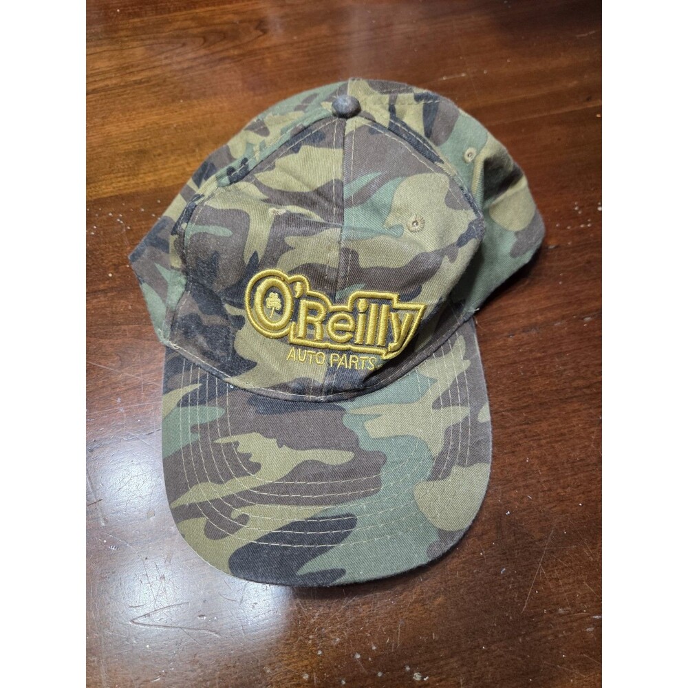 O'Reilly Auto Parts Camo Hat Cap Gold Embroidered Woodland Camouflage Strapback